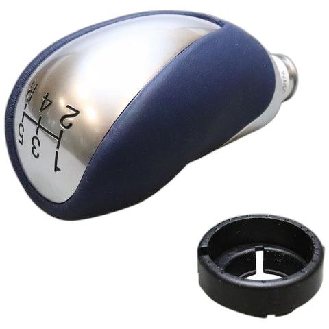 GENUINE FORD 1571937 FIESTA GEAR LEVER KNOB BLUE LEATHER AND ALUMINIUM DESIGN