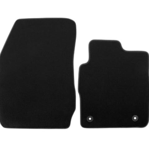GENUINE FORD 1848820 FIESTA VELOUR FLOOR MATS FRONT, BLACK WITH COGNAC DOUBLE STITCHING