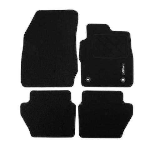 GENUINE FORD 1947554 FIESTA CARPET FLOOR MATS FRONT AND REAR, BLACK WITH LOGO, 2011 - 2019