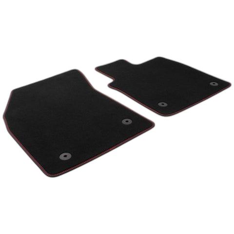 GENUINE FORD 2399651 FOCUS PREMIUM VELOURS FLOOR MATS FRONT, BLACK WITH RED STITCHING