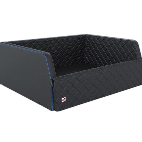 GENUINE FORD 2500391 PADSFORALL®* PET TRAVEL MAT BLACK PU LEATHER WITH BLUE PIPING, SIZE: L