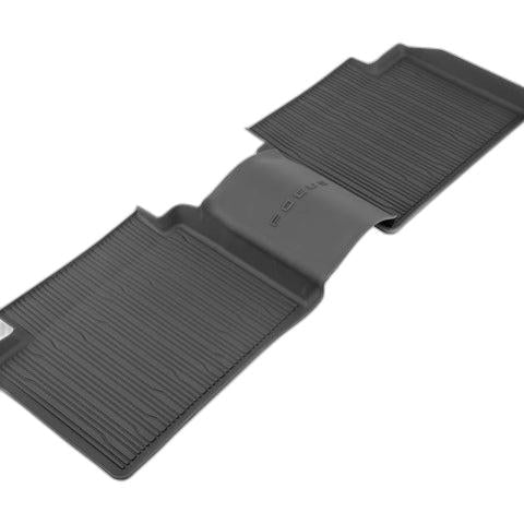 GENUINE FORD 2531202 FOCUS REAR RUBBER FLOOR MATS TRAY STYLE WITH RAISED EDGES, BLACK WITH FOCUS LOGO, 2018 - ONWARD