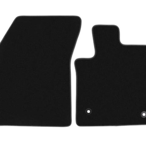 GENUINE FORD 2535634 FOCUS VELOUR FLOOR MATS FRONT, BLACK WITH GREY STITCHING