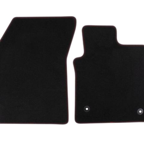 GENUINE FORD 2535636 FOCUS VELOUR FLOOR MATS FRONT, BLACK WITH RED STITCHING