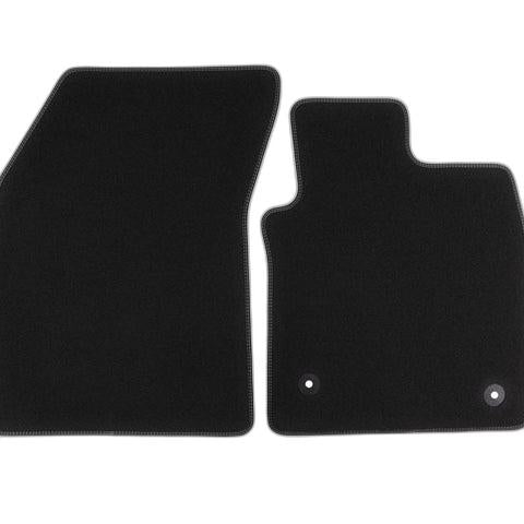 GENUINE FORD 2535638 FOCUS VELOUR FLOOR MATS FRONT, BLACK WITH GREY STITCHING