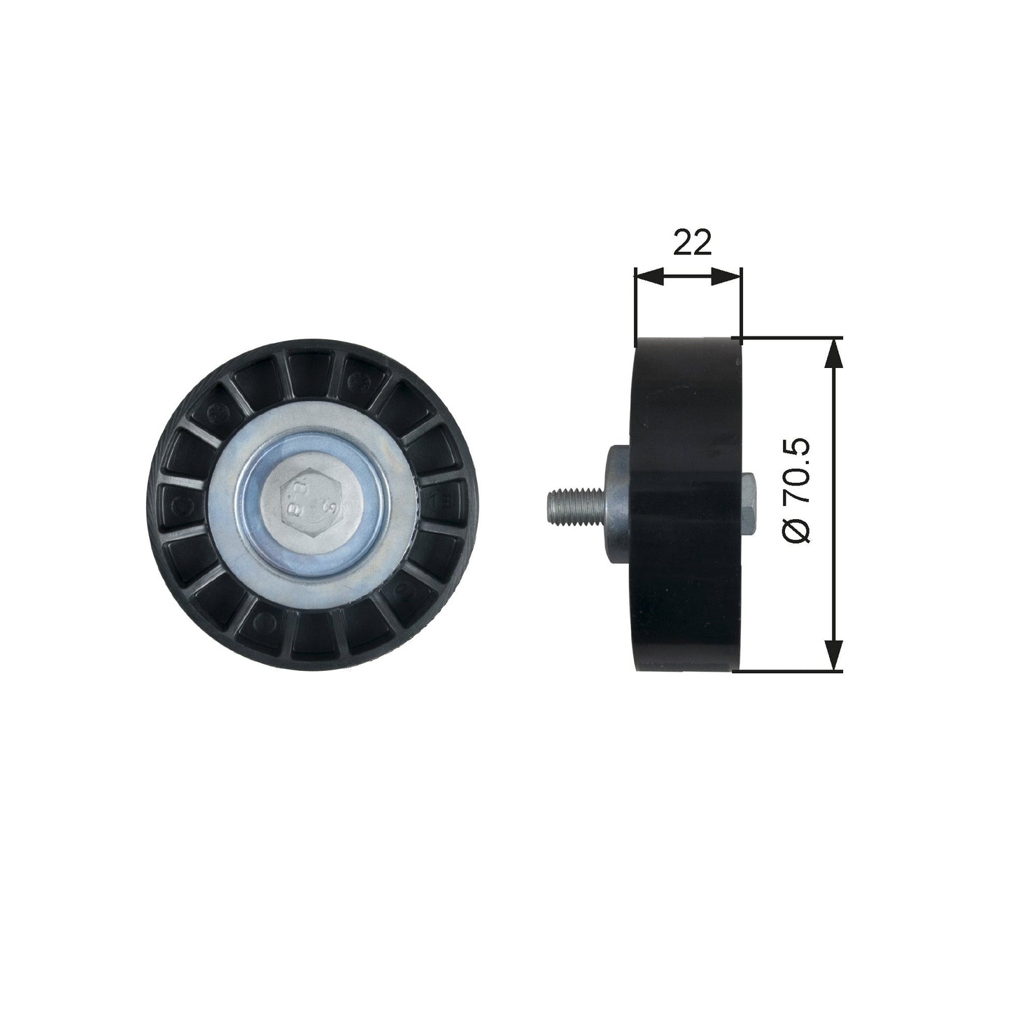GATES GATT36607 V-Ribbed Belt Deflection/Guide Pulley