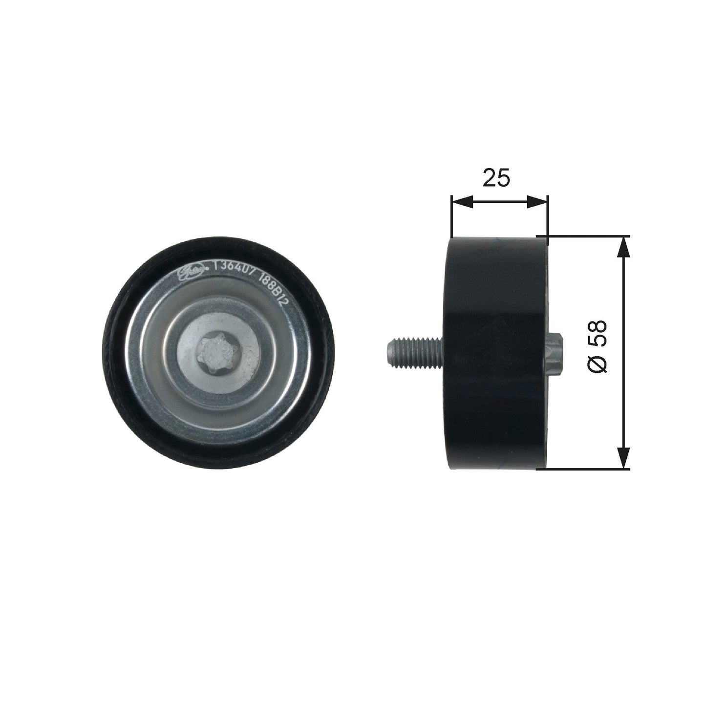 GATES GATT36407 V-Ribbed Belt Deflection/Guide Pulley