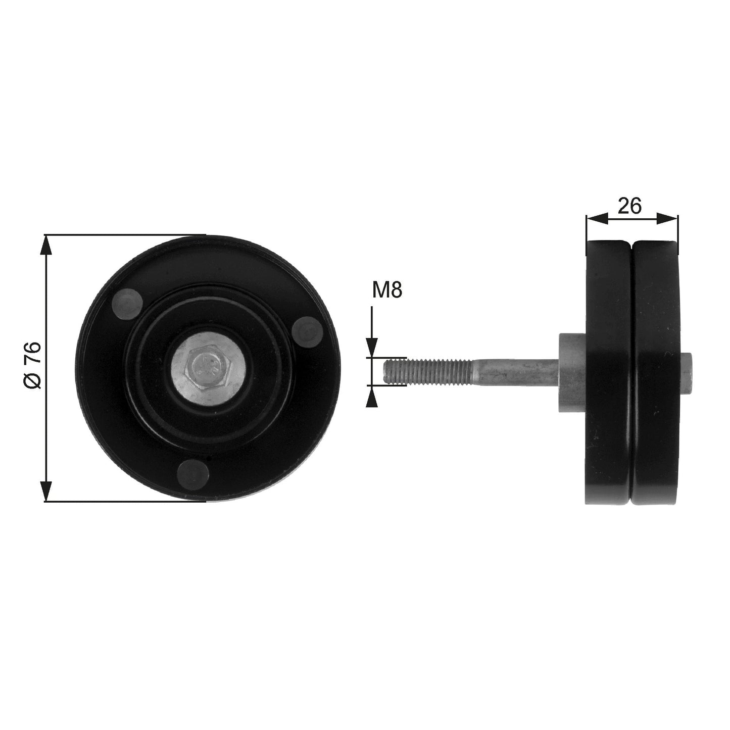 GATES GATT36184 V-Ribbed Belt Deflection/Guide Pulley