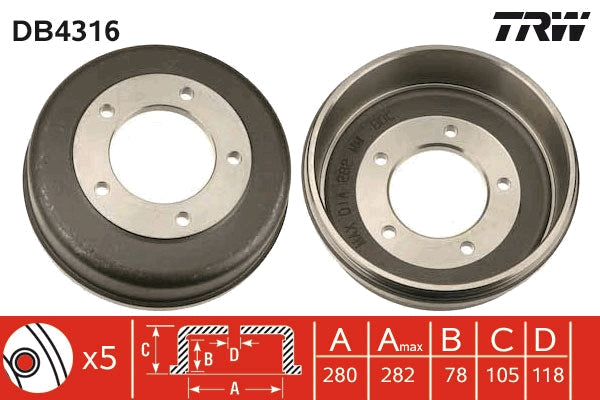 TRW MOTO DB4316 Brake Drum