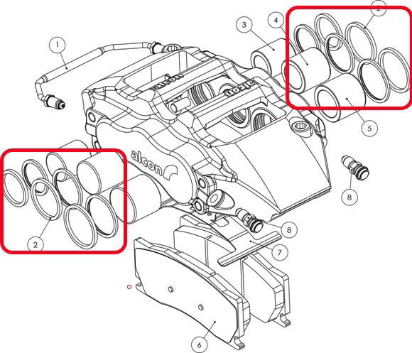 Alcon CSK2929EW751 Calliper Piston Seal Kit - Rear 4-Piston Callipers