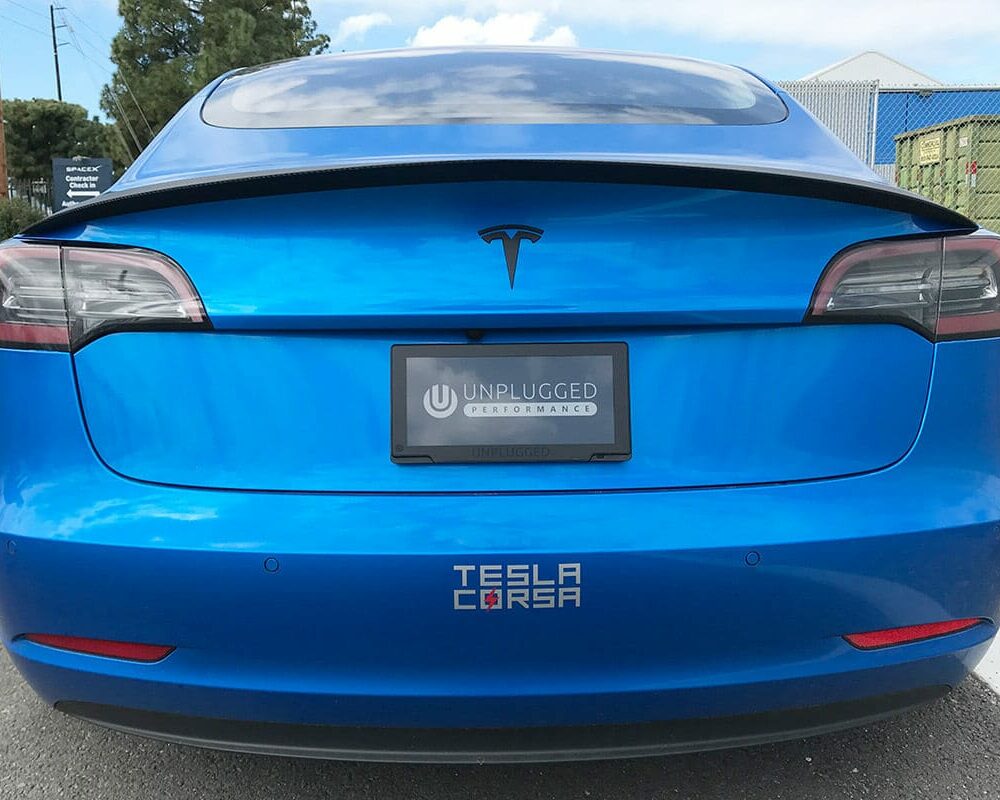 UNPLUGGED PERFORMANCE UP-M3-305-9.1 HIGH EFFICIENCY TRUNK SPOILER, AUTOCLAVED DRY CARBON, SATIN XPEL STEALTH FOR TESLA MODEL 3