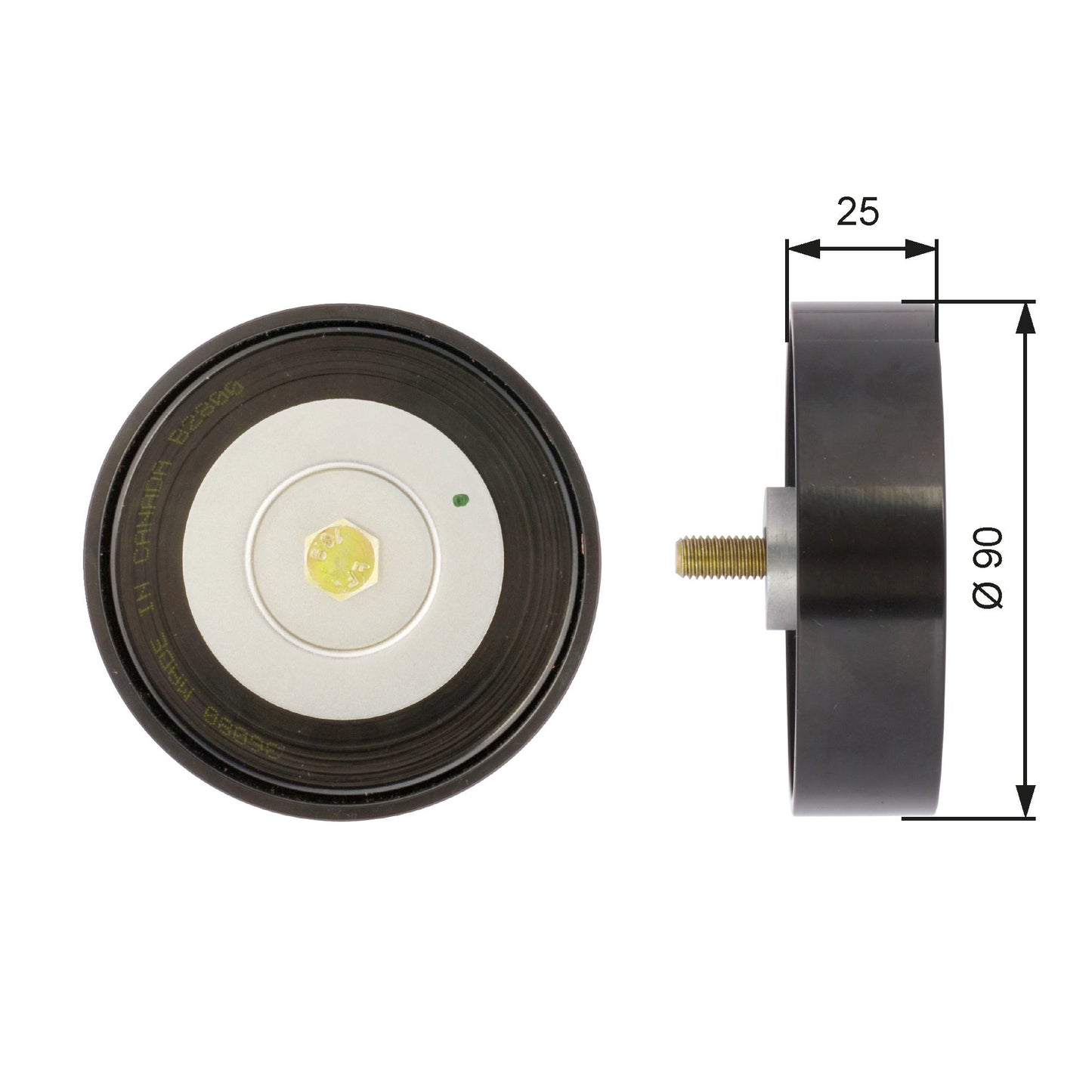 GATES GATT36080 V-Ribbed Belt Deflection/Guide Pulley