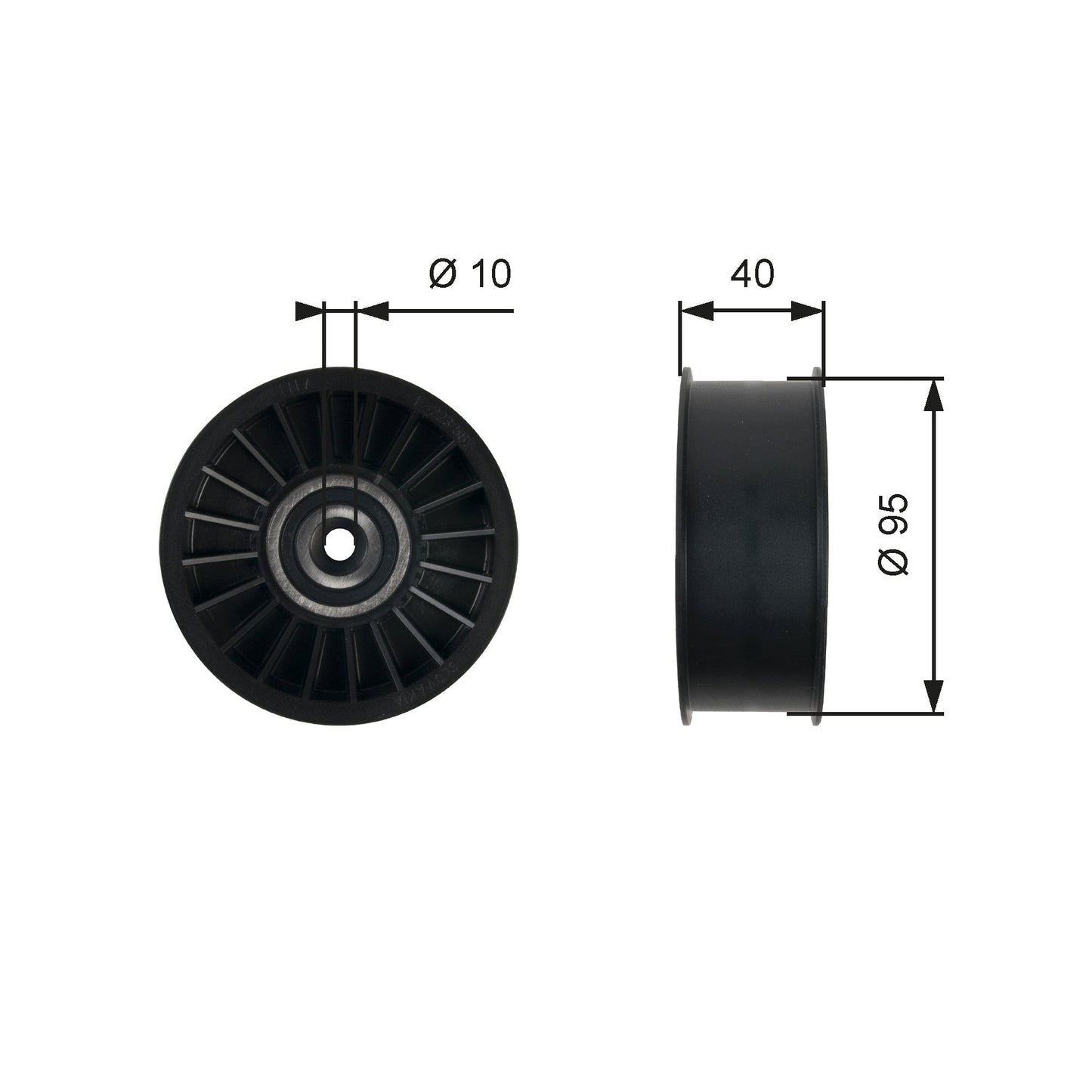 GATES GATT36500 V-Ribbed Belt Deflection/Guide Pulley