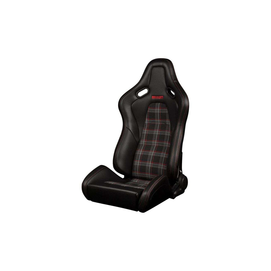 BRAUM Falcon-S Series Reclinable Composite Seats (Black Leatherette Red Plaid) – Priced Per Pair