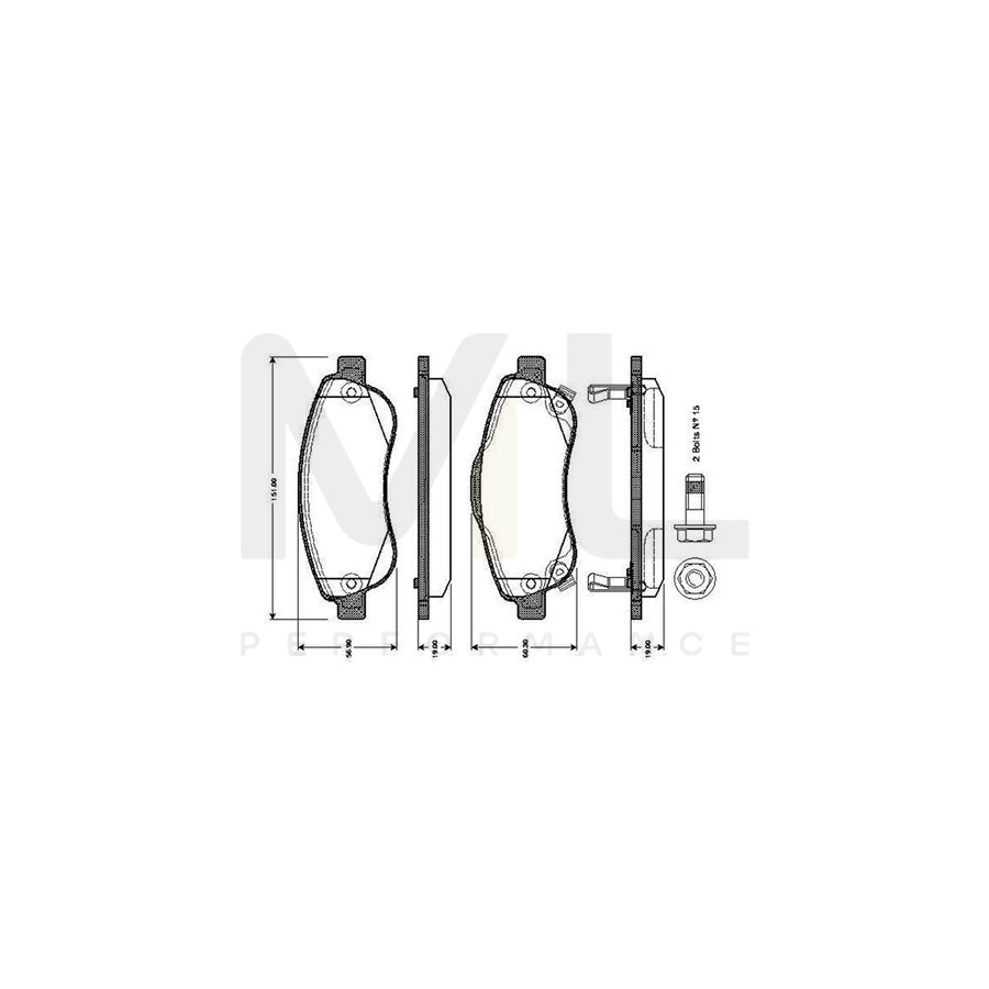 Bosch 0986Tb3013 Brake Pad Set For Honda Cr-V Excl. Wear Warning Contact, With Bolts, With Accessories | ML Performance Car Parts