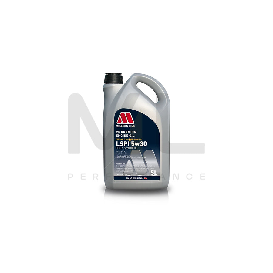 Millers Oils XF Premium LSPI 5W-30 Fully Synthetic Engine Oil 5l | Engine Oil | ML Car Parts UK | ML Performance