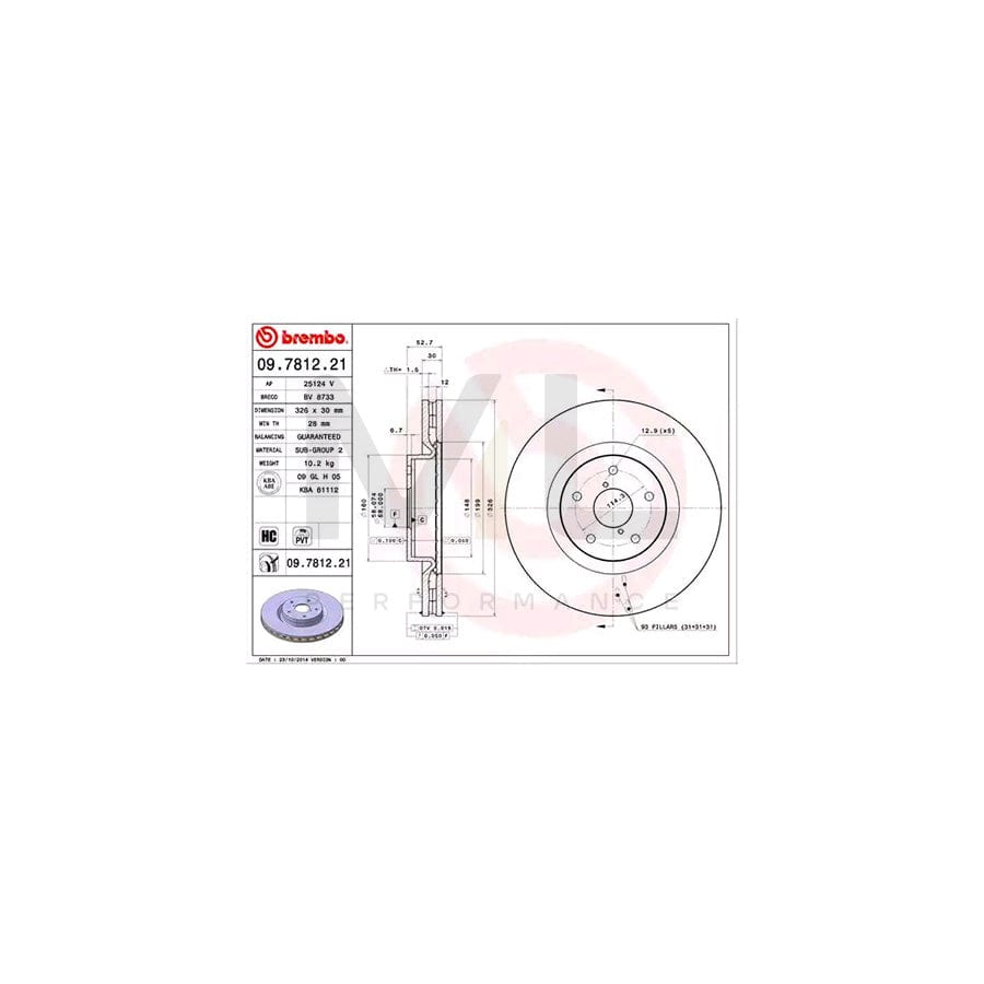 BREMBO COATED DISC LINE 09.7812.21 Brake Disc Internally Vented, Coated, High-carbon | ML Performance Car Parts