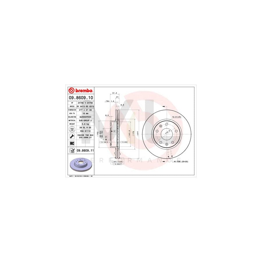 BREMBO 09.8609.10 Brake Disc for LAND ROVER FREELANDER Internally Vented, with bolts/screws | ML Performance Car Parts