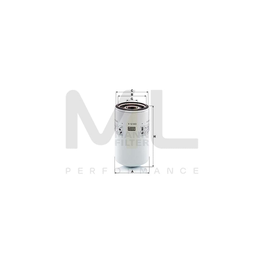 MANN-FILTER W 12 003 Oil Filter Spin-on Filter | ML Performance Car Parts