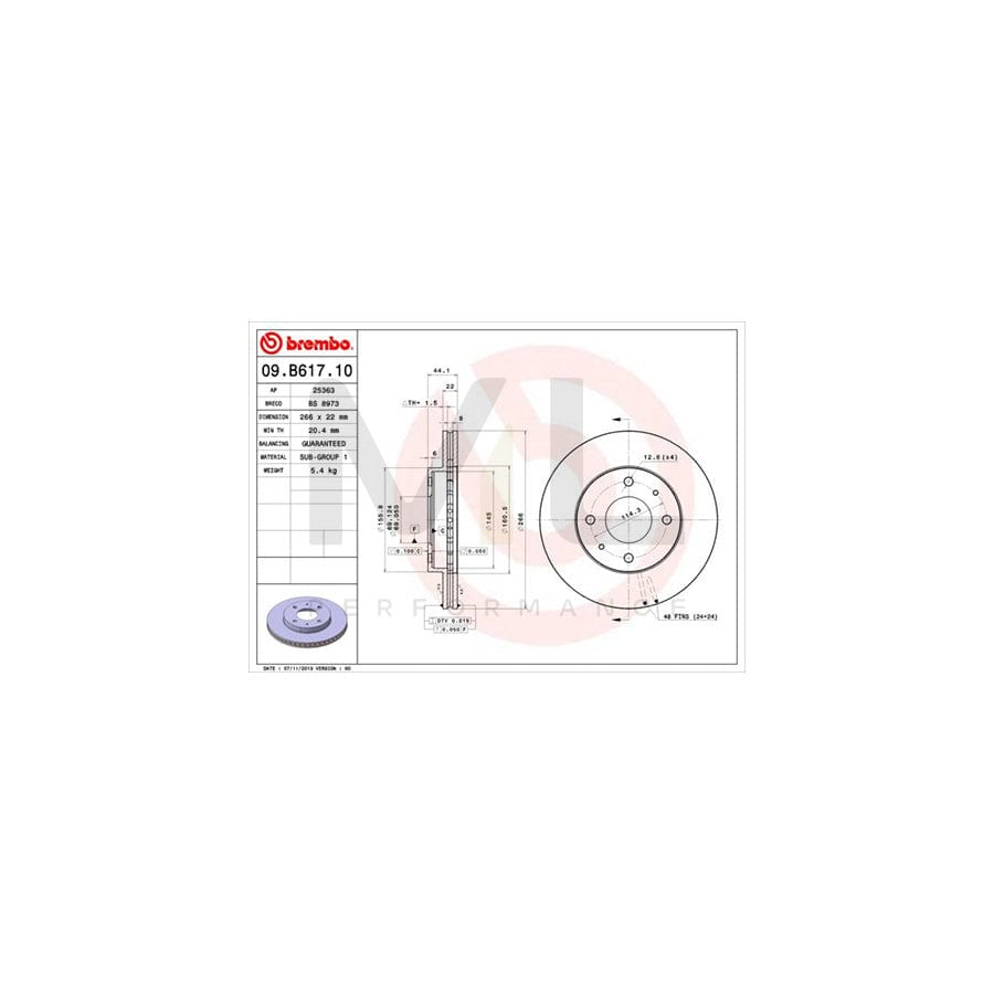 BREMBO 09.B617.10 Brake Disc for PROTON Gen-2 (CM_) Internally Vented | ML Performance Car Parts