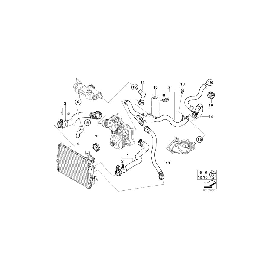 Genuine BMW 11537786724 E46 E61 E60 Water Hose (Inc. 330Cd, 320d & 330xd) | ML Performance UK Car Parts