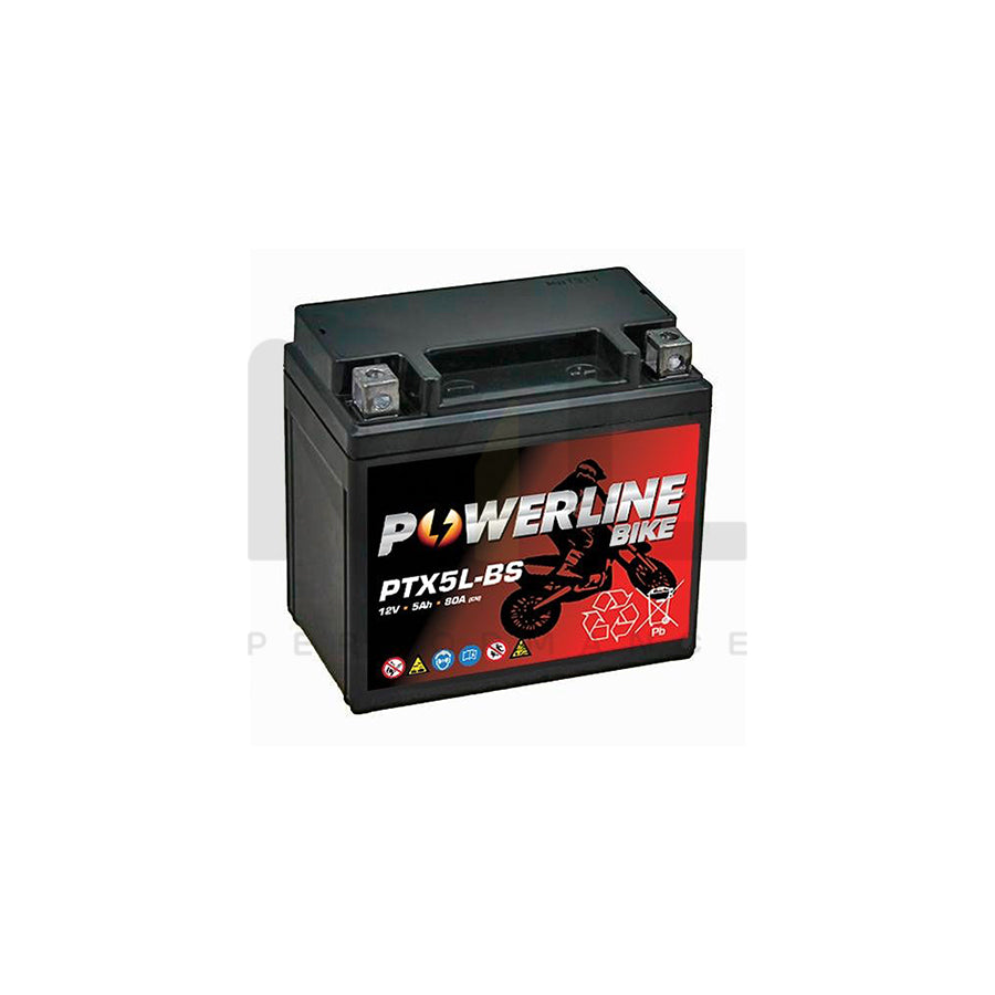 PTX5L-BS Powerline Motorcycle Battery 12V 5Ah | Car Batteries UK | ML Performance Car Parts