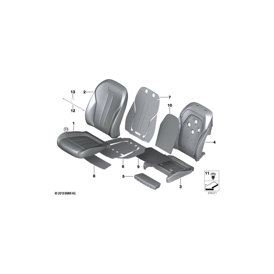 Genuine BMW 52108493387 G07 G05 G06 Cover, Comfort Backrest, Perf. Lthr, Le COFFEE (Inc. X7 30dX, X5 M50dX & X5 40iX) | ML Performance UK Car Parts