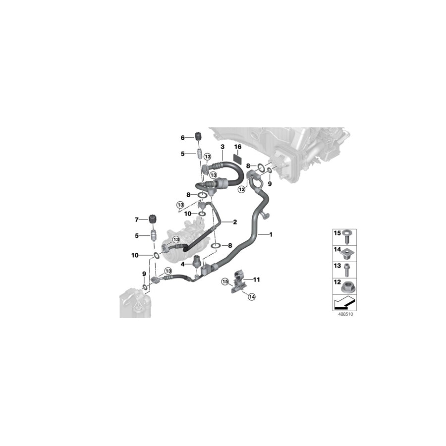 Genuine BMW 64539860604 G32 G30 G12 Pressure Hose Assy Compressor-Condenser (Inc. 530i, 630i & 520i) | ML Performance UK