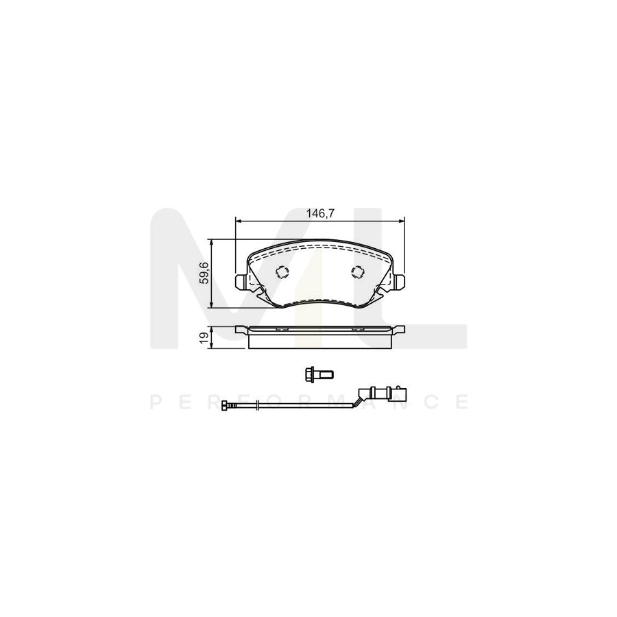 Bosch 0986424679 Brake Pad Set For Lancia Thesis (841) Incl. Wear Warning Contact, With Anti-Squeak Plate, With Bolts/Screws, With Accessories BP394 | ML Performance Car Parts