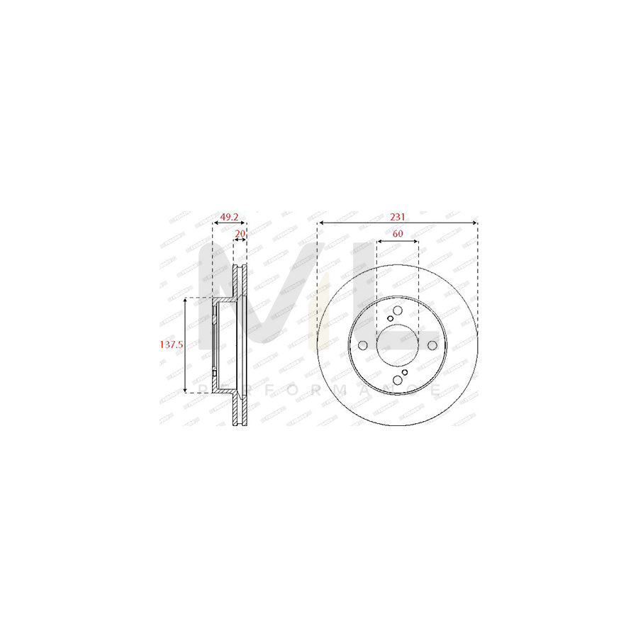FERODO DDF2689C Brake Disc for SUZUKI Celerio (LF) Vented, Coated | ML Performance Car Parts