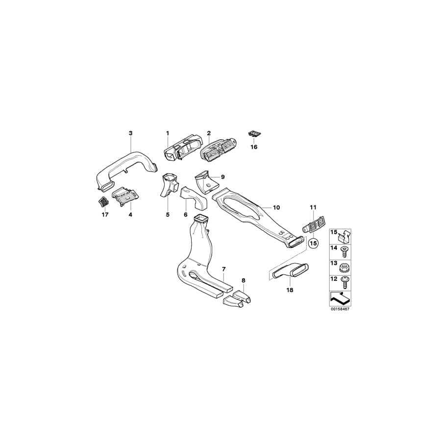 Genuine BMW 64226932026 E60 E61 Fresh Air Grille Rear Room GRAU (Inc. 530i, 545i & 535d) | ML Performance UK Car Parts