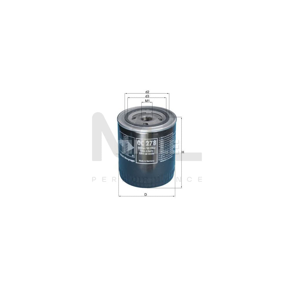 MAHLE ORIGINAL OC 278 Oil Filter Spin-on Filter | ML Performance Car Parts