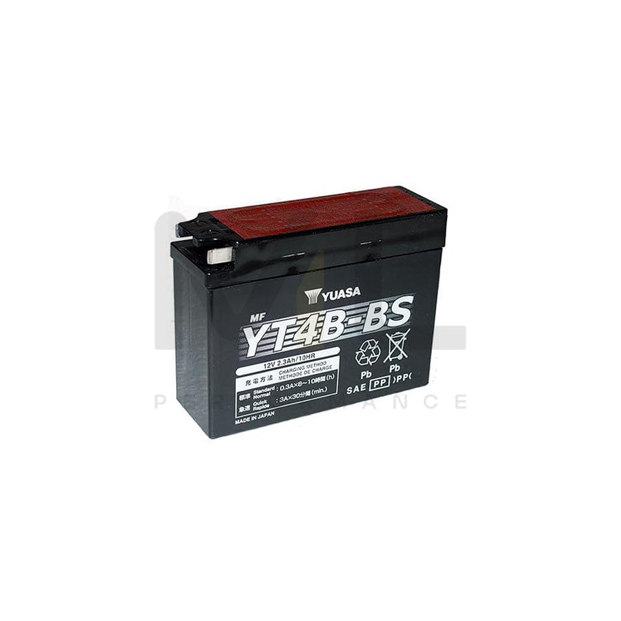 Yuasa YT4B-BS 12v VRLA Motorbike & Motorcycle Battery | ML Performance UK Car Parts