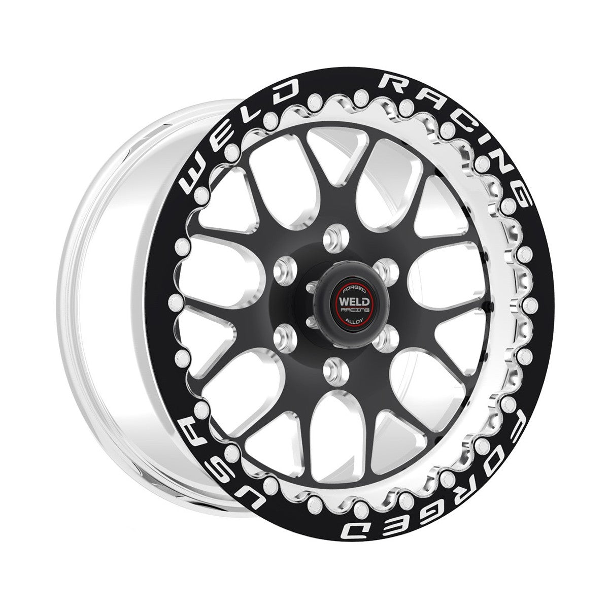 Weld 77LB7100G57F S77 Hd Beadlock Wheel 17x10 5x135 ET5 BS5.7 Black Center - Polished Shell