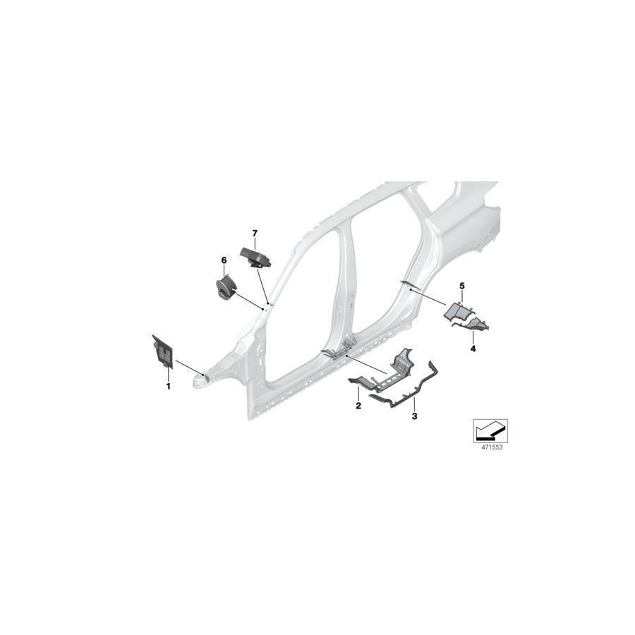 Genuine BMW 41007376140 F48 Moulded Part F Column C, Exterior Right (Inc. X1 20dX, X1 28iX & X1 28i) | ML Performance UK