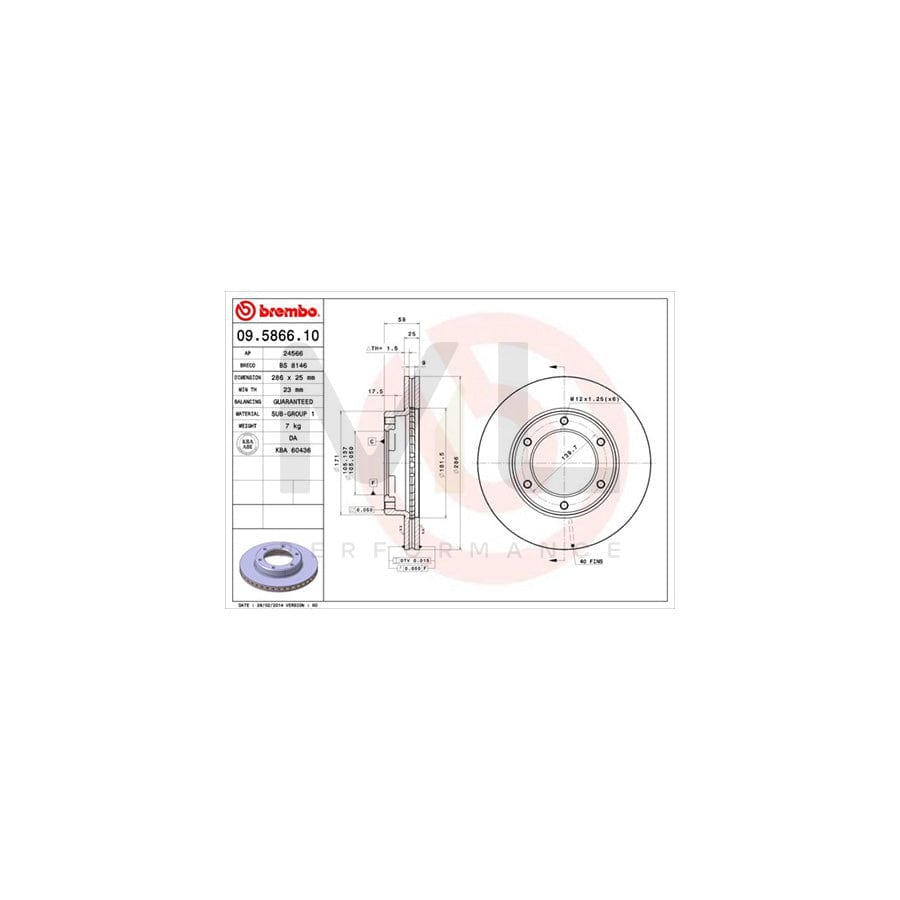 BREMBO 09.5866.10 Brake Disc for TOYOTA Land Cruiser 80 (J80) Internally Vented | ML Performance Car Parts