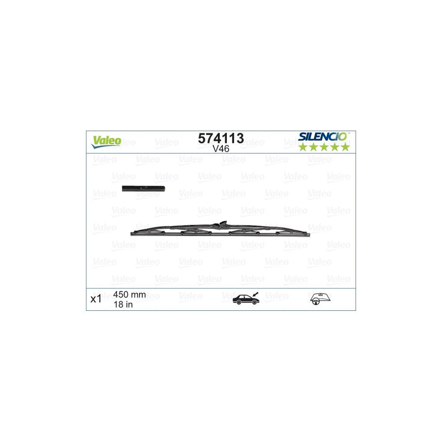 Valeo Silencio, Silencio Conventional Single 574113 Wiper Blade | ML Performance UK Car Parts