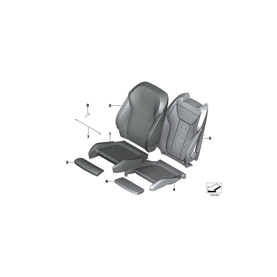 Genuine BMW 52107454362 F44 F39 F40 Leather Cover Sport Backrest Right MAGMAROT (Inc. X2 20d, X2 M35iX & X2 20i) | ML Performance UK