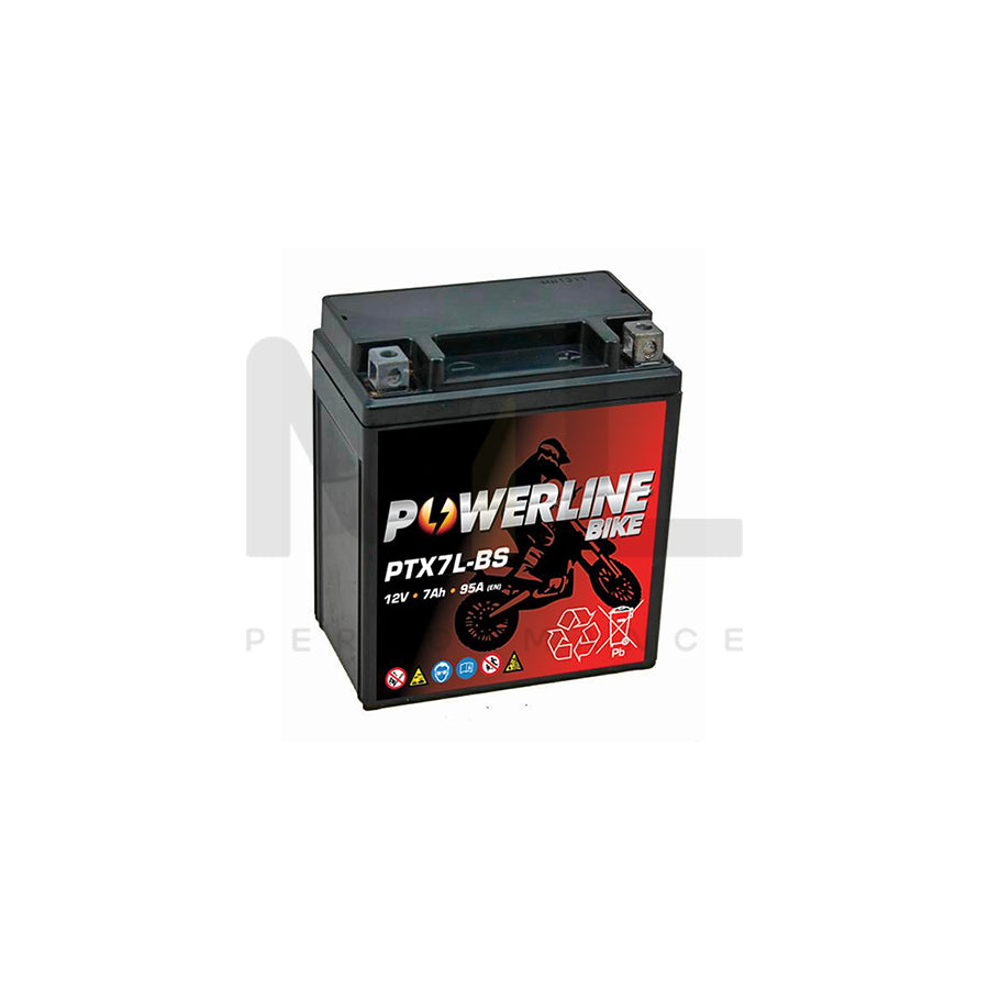 PTX7L-BS Powerline Motorcycle Battery 12V 7Ah | Car Batteries UK | ML Performance Car Parts