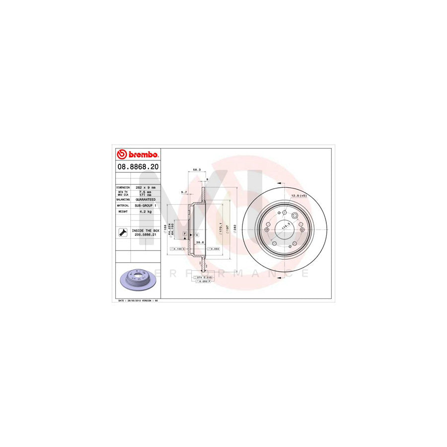 BREMBO 08.8868.20 Brake Disc Solid, with bolts/screws | ML Performance Car Parts