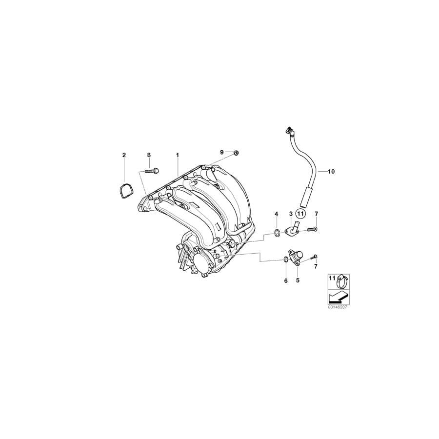 Genuine BMW 11617515728 E46 Angle Connector (Inc. 316ti, 316Ci & 316i) | ML Performance UK Car Parts