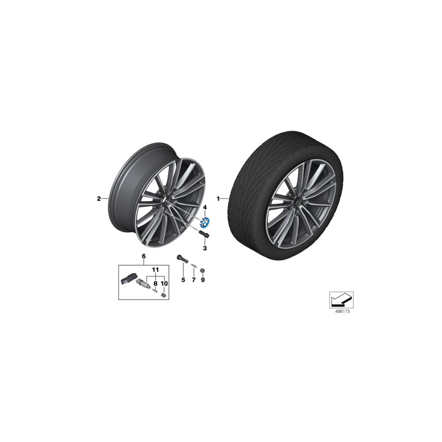 Genuine BMW 36116893530 I15 I12 Disk Wheel, Light-Alloy, Black Matt 7,5JX20 ET:40 (Inc. & i8) | ML Performance UK Car Parts