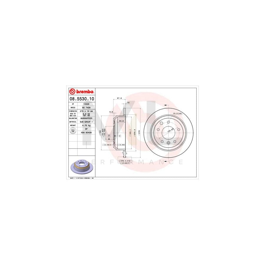 BREMBO 08.5530.10 Brake Disc Solid | ML Performance Car Parts