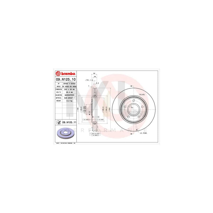BREMBO 09.N125.10 Brake Disc Internally Vented | ML Performance Car Parts