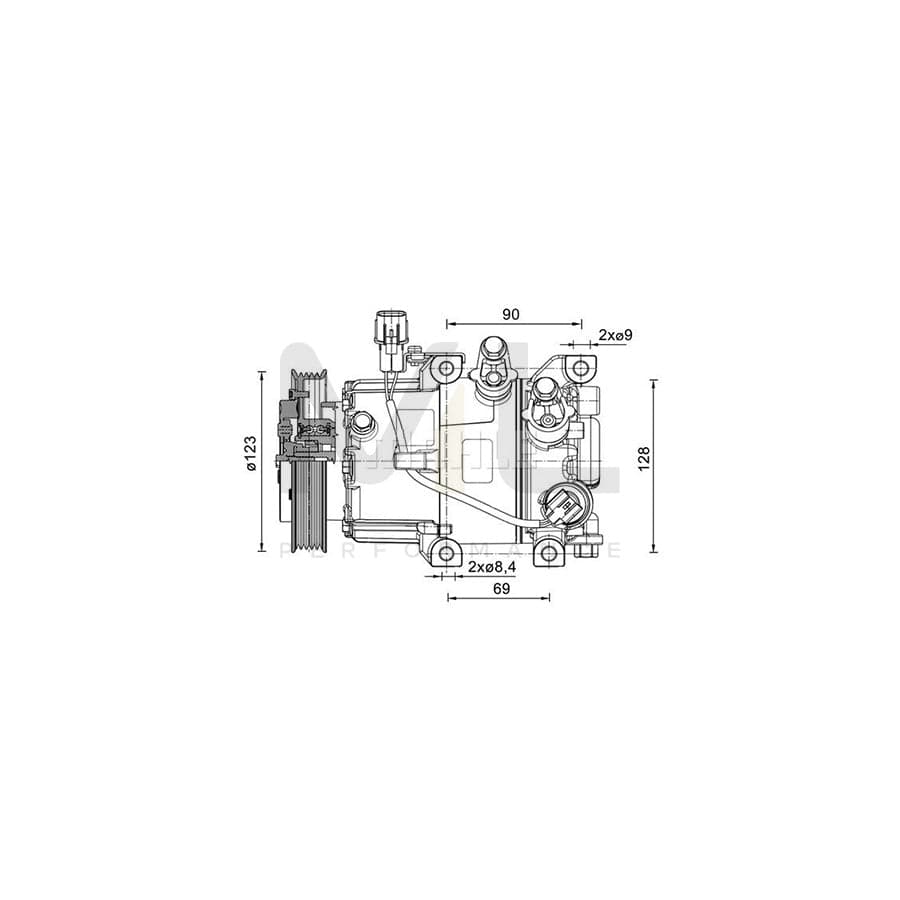 MAHLE ORIGINAL ACP 1465 000P Compressor, air conditioning for HYUNDAI i20 PAG 46 YF, Refrigerant: R 1234yf, R 134a | ML Performance Car Parts