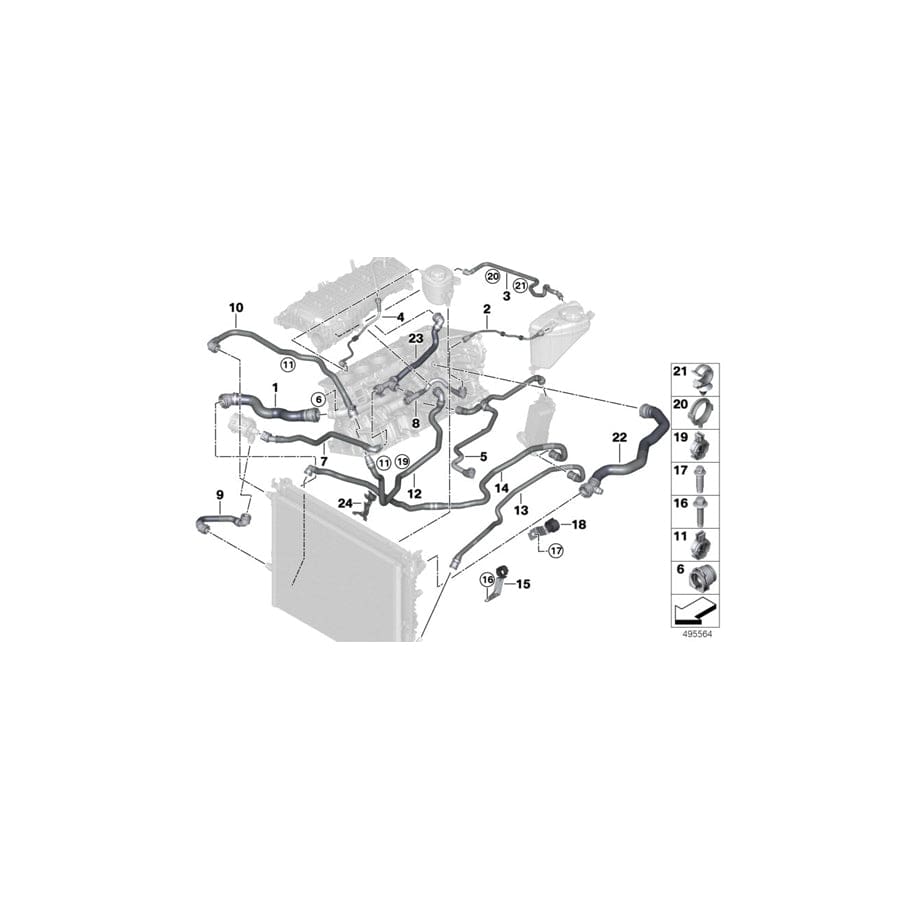 Genuine BMW 17128602651 G12 G31 G30 Line, Coolant Pump- Expansion tank-charge air cooler (Inc. 640iX, 740LiX & 640i) | ML Performance UK Car Parts