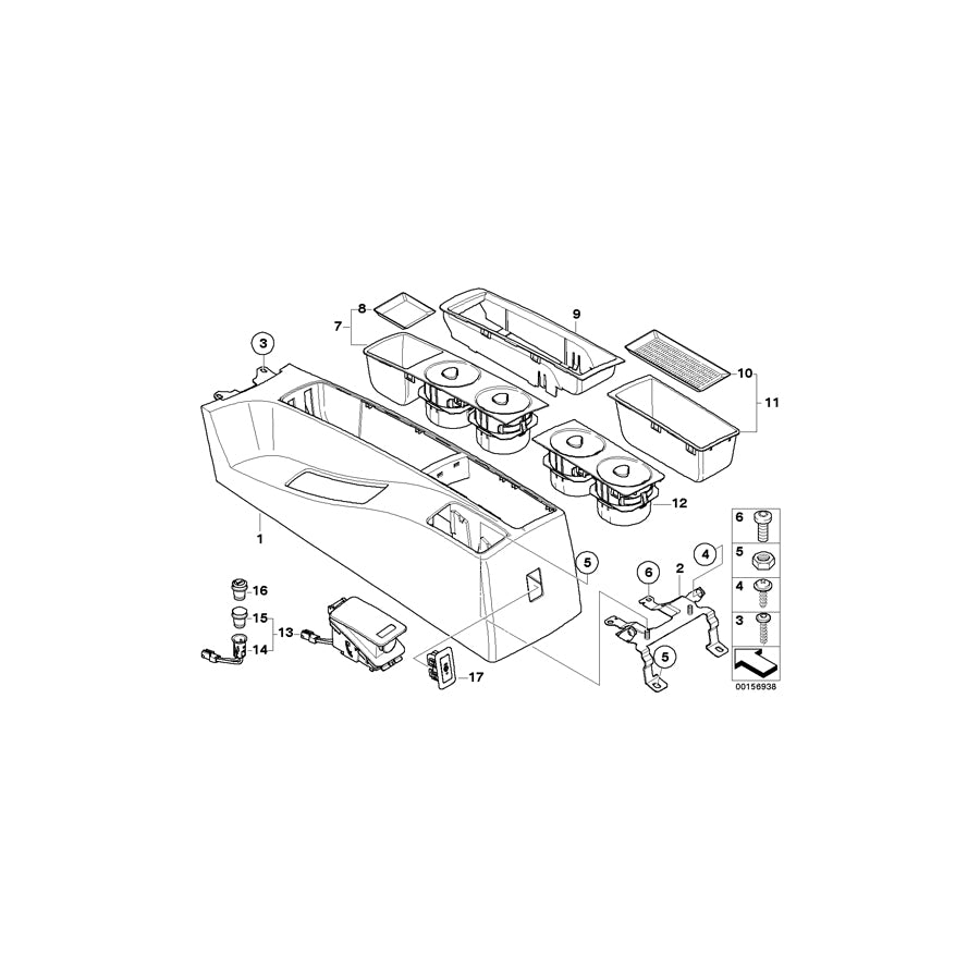 Genuine BMW 51163404749 E83 Cup Holder, Center Console Front SCHWARZ (Inc. X3 3.0d, X3 3.0si & X3 2.5i) | ML Performance UK