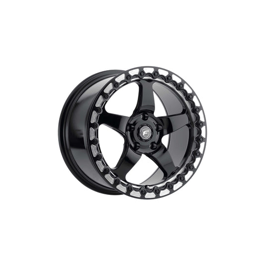 Forgestar F00170071P00 17x10 D5 Beadlock Standard 5x115 ET0 BS5.5 Gloss Black Machined Drag Racing Wheel