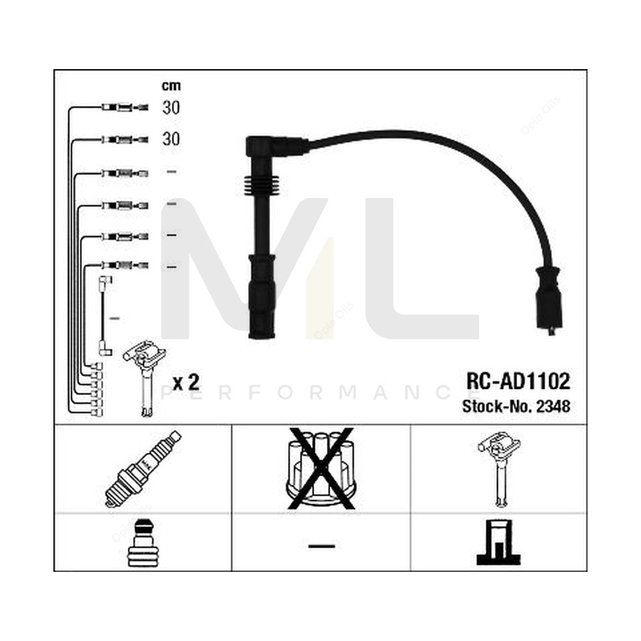 NGK Ignition Cable Kit RC-AD1102 (NGK2348) | ML Car Parts UK | ML Performance