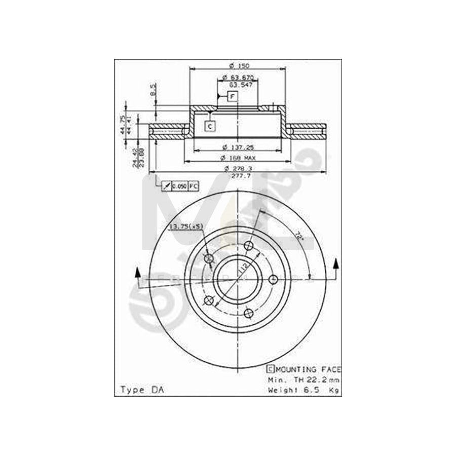 BREMBO 09.5795.10 Brake Disc for FORD SCORPIO Internally Vented | ML Performance Car Parts